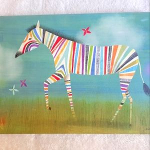 Oopsy Daisy Canvas Wall Art - Rainbow Zebra 24x18